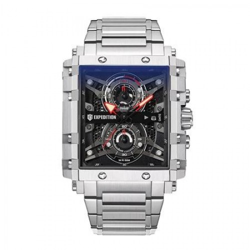 Expedition 6757 Silver Black Dial Steel New MCBSSBA1